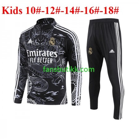 Real Madrid Dragon Barn Svart Trenings Collegegenser Set 2023-2024
